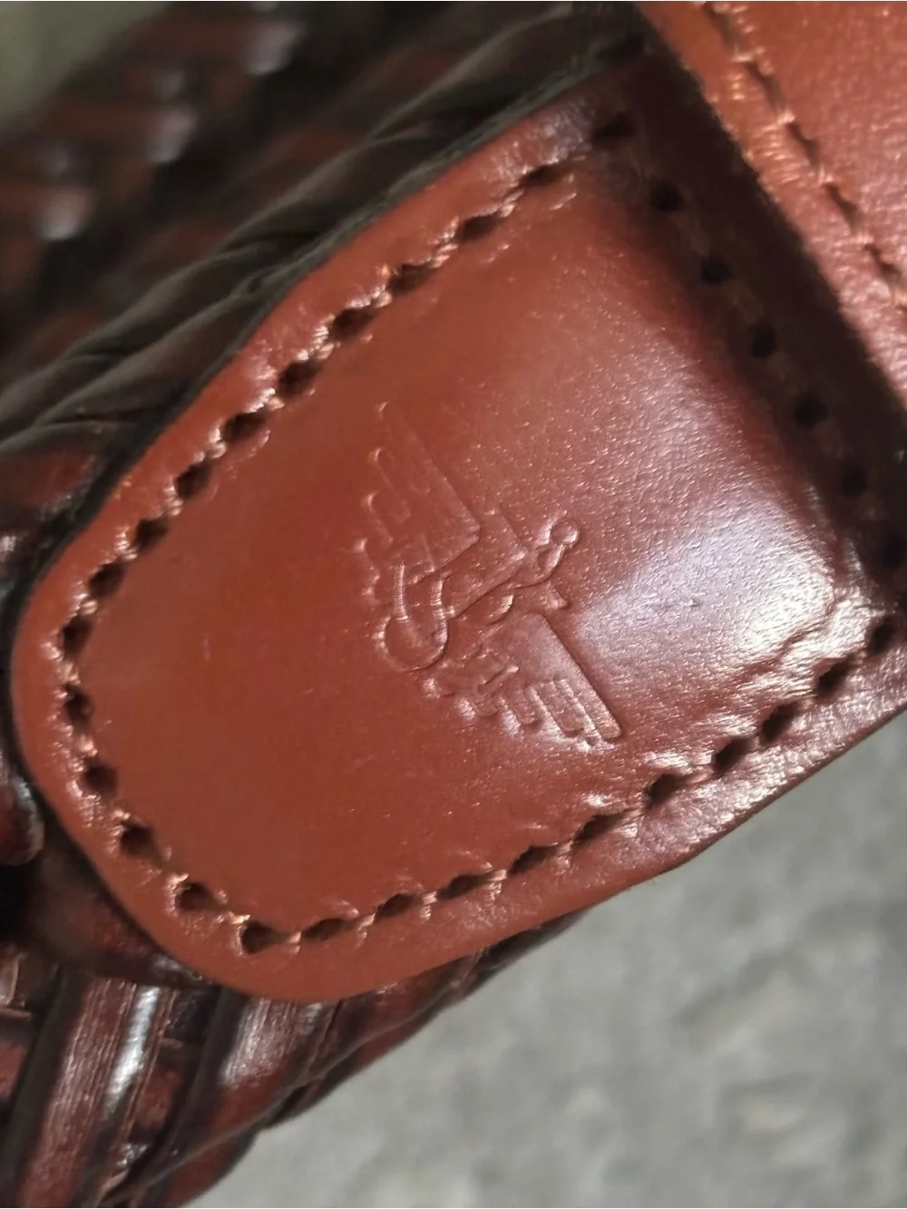 Dockers Braided Leather Belt - Chestnut Brown with Brass Buckle